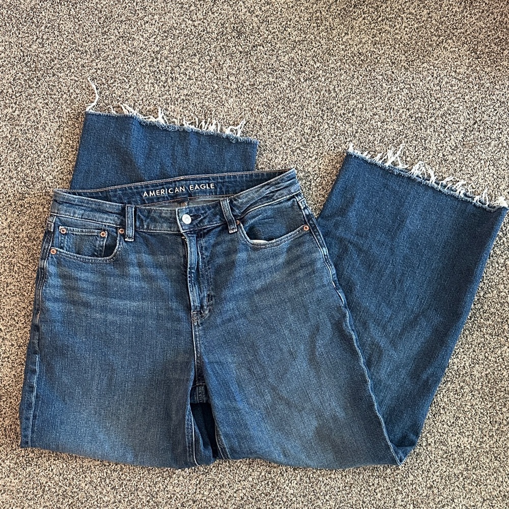 American Eagle Outfitters Women's Distressed Blue Flare Jeans